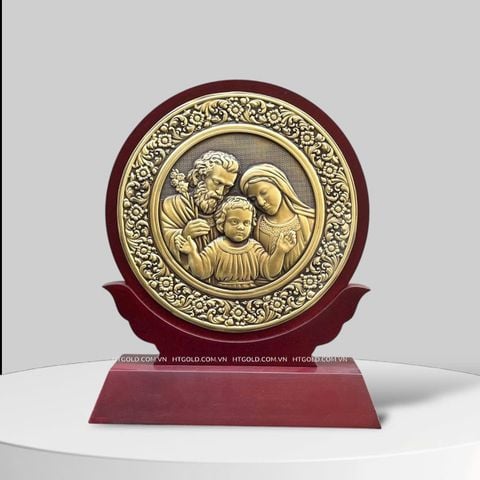 QUÀ TẶNG CÔNG GIÁO - TRANH THÁNH GIA THẤT BẰNG ĐỒNG VÀNG (20cm x 25cm)