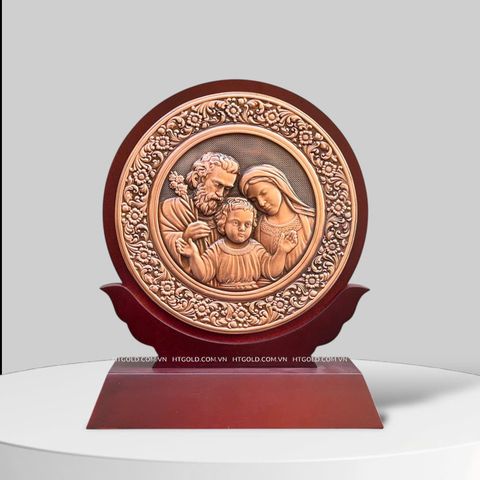 QUÀ TẶNG CÔNG GIÁO - TRANH THÁNH GIA THẤT BẰNG ĐỒNG ĐỎ (20cm x 25cm)