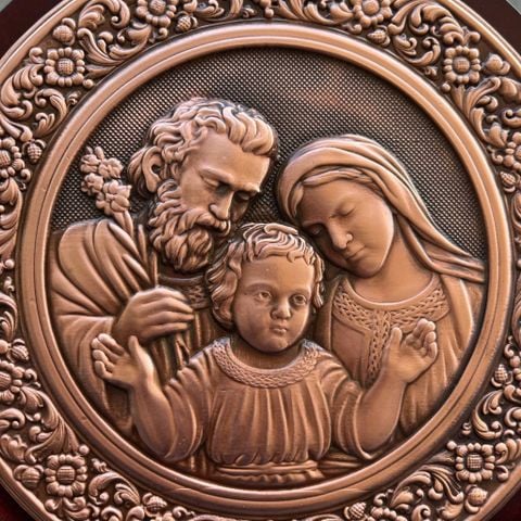 QUÀ TẶNG CÔNG GIÁO - TRANH THÁNH GIA THẤT BẰNG ĐỒNG ĐỎ (20cm x 25cm)