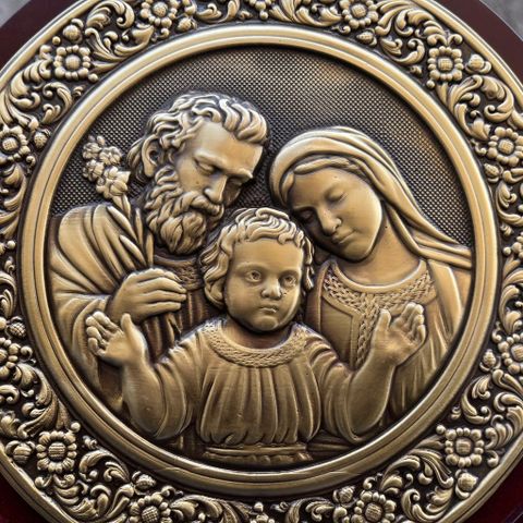 QUÀ TẶNG CÔNG GIÁO - TRANH THÁNH GIA THẤT BẰNG ĐỒNG VÀNG (20cm x 25cm)