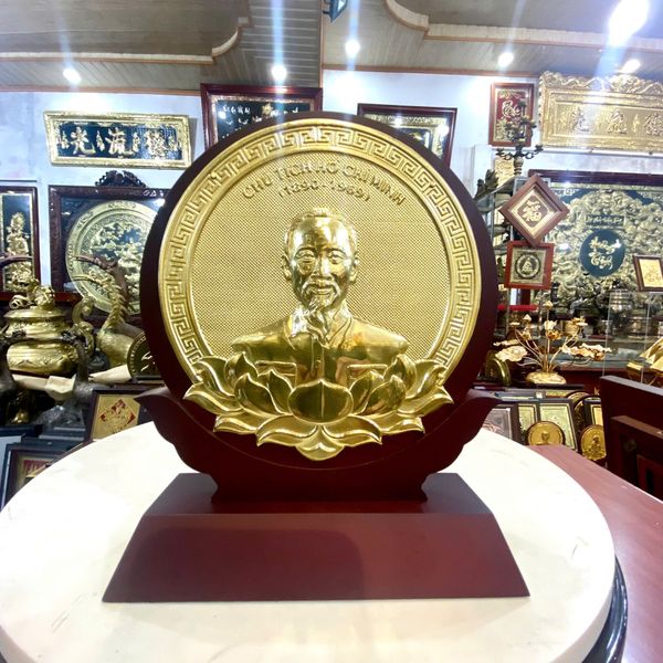 TRANH CHÂN DUNG BÁC HỒ BẰNG ĐỒNG VÀNG (14cm X 19cm)