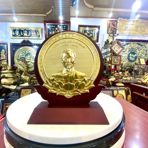 TRANH CHÂN DUNG BÁC HỒ BẰNG ĐỒNG VÀNG (15cm * 19cm)