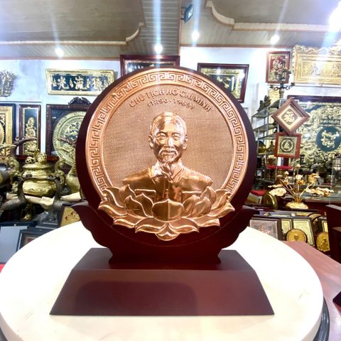 TRANH CHÂN DUNG BÁC HỒ BẰNG ĐỒNG ĐỎ (14cm X 19cm)