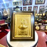 TRANH CHÂN DUNG BÁC HỒ BẰNG ĐỒNG, DÁT VÀNG (20cm x 25cm).