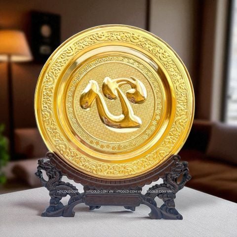 MÂM ĐỒNG CHỮ TÂM MẠ VÀNG 24K (Đk 35cm)