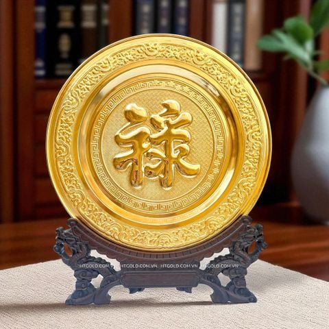 MÂM ĐỒNG CHỮ LỘC MẠ VÀNG 24K (Đk 35cm)