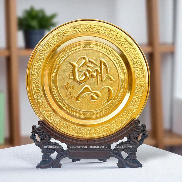 MÂM ĐỒNG VẠN SỰ BÌNH AN MẠ VÀNG 24K (Đk 35cm)