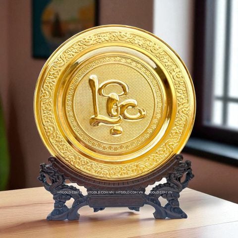 MÂM ĐỒNG CHỮ LỘC MẠ VÀNG 24K (Đk 35cm)