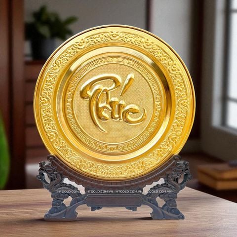 MÂM ĐỒNG CHỮ PHÚC MẠ VÀNG 24K (Đk 35cm)