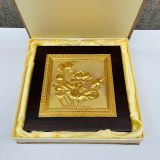 TRANH HOA SEN BẰNG ĐỒNG DÁT VÀNG (20cm*20cm)
