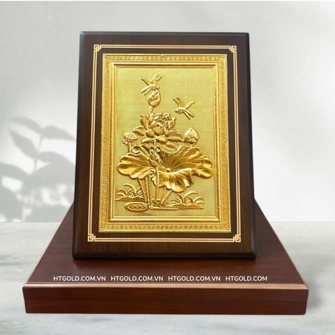 TRANH HOA SEN BẰNG ĐỒNG DÁT VÀNG (34cm*26cm)