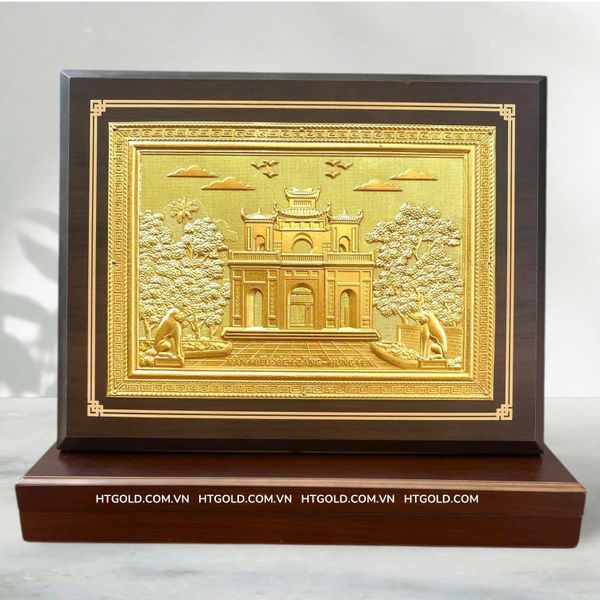 TRANH VĂN MIẾU XÍCH ĐẰNG - HƯNG YÊN BẰNG ĐỒNG DÁT VÀNG (26cm*34cm)