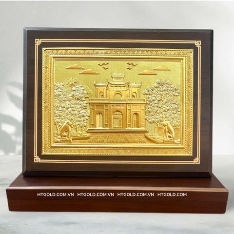 TRANH VĂN MIẾU XÍCH ĐẰNG - HƯNG YÊN BẰNG ĐỒNG DÁT VÀNG (26cm*34cm)