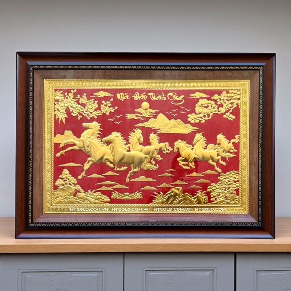 TRANH ĐỒNG MÃ ĐÁO THÀNH CÔNG DÁT VÀNG (50cm*70cm)