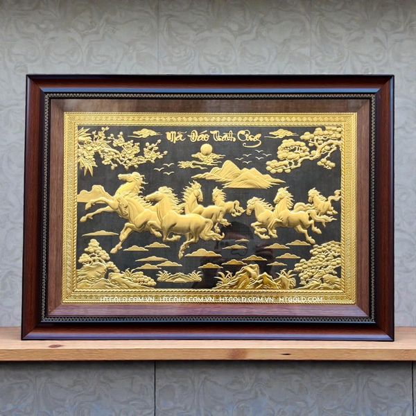 TRANH ĐỒNG MÃ ĐÁO THÀNH CÔNG DÁT VÀNG (50cm*70cm)