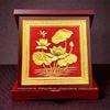 QUÀ TẶNG TRANH ĐỒNG HOA SEN, DÁT VÀNG (Kích thước 18cm)