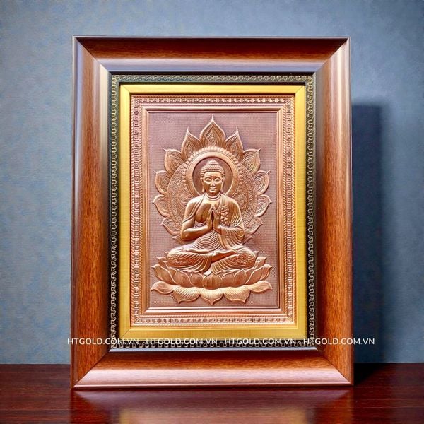 TRANH PHẬT THÍCH CA BẰNG ĐỒNG ĐỎ (28cm*35cm)
