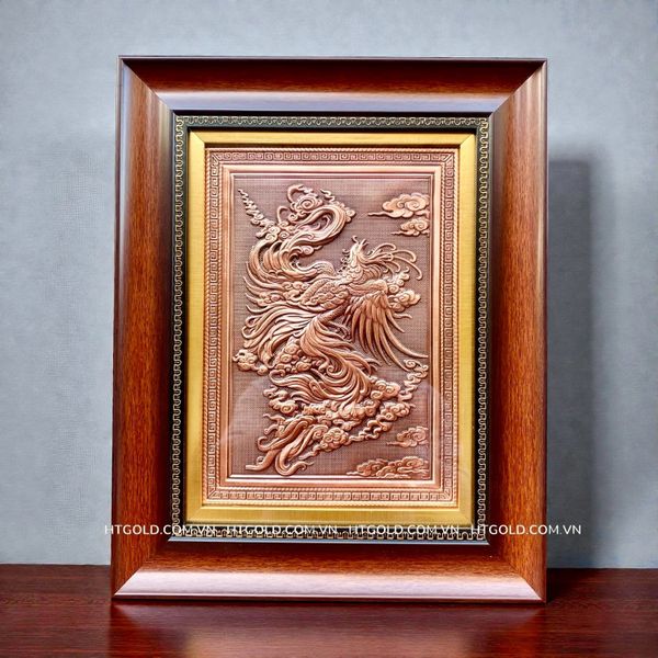 TRANH PHƯỢNG HOÀNG BẰNG ĐỒNG ĐỎ (28cm*35cm)