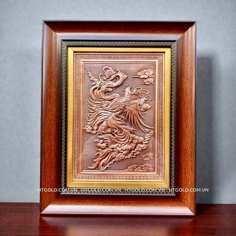 TRANH PHƯỢNG HOÀNG BẰNG ĐỒNG ĐỎ (28cm*35cm)
