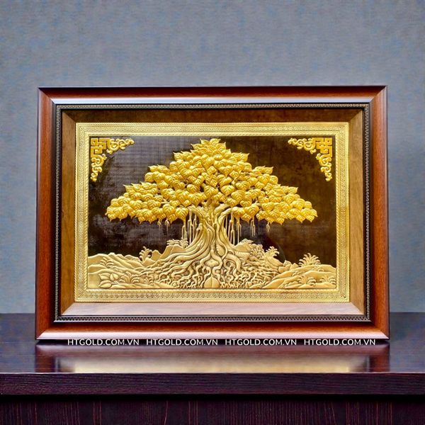 TRANH CÂY BỒ ĐỀ BẰNG ĐỒNG DÁT ĐIỂM (40cm*55cm)