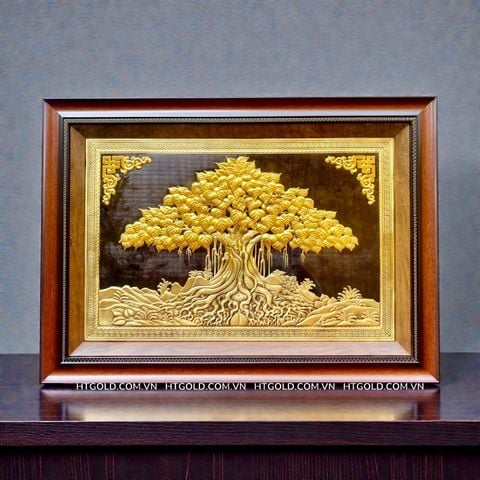 TRANH CÂY BỒ ĐỀ BẰNG ĐỒNG DÁT ĐIỂM (40cm*55cm)