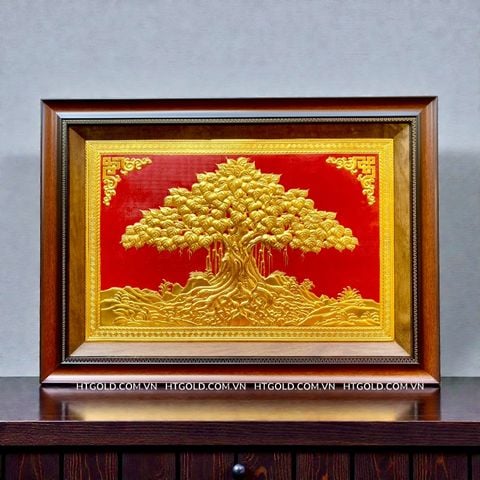 TRANH CÂY BỒ ĐỀ BẰNG ĐỒNG DÁT VÀNG (40cm*55cm)