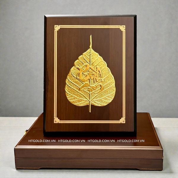 LÁ BỒ ĐỀ BÌNH AN, DÁT VÀNG (17cm*22cm)