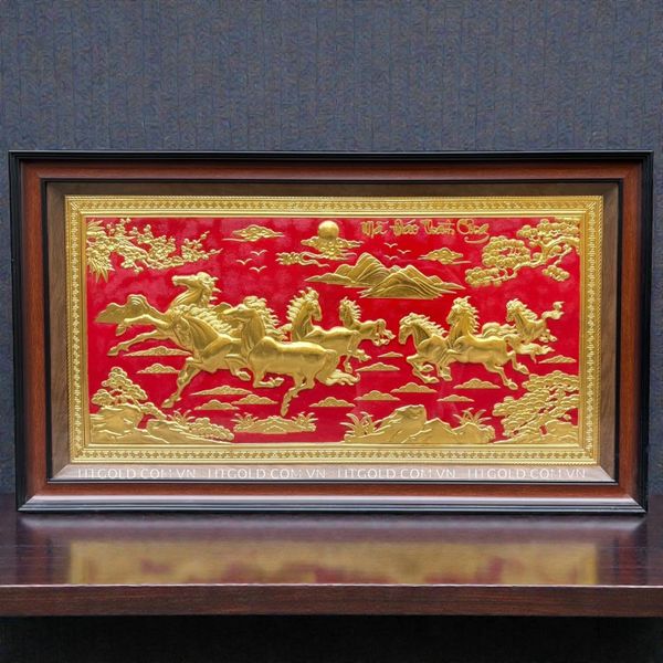 TRANH ĐỒNG MÃ ĐÁO THÀNH CÔNG DÁT VÀNG (61cm*107cm)