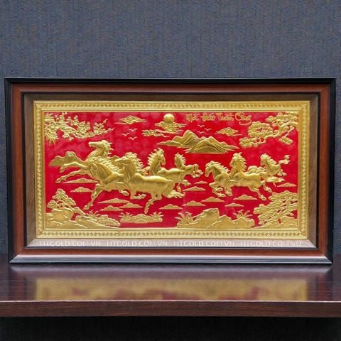 TRANH ĐỒNG MÃ ĐÁO THÀNH CÔNG DÁT VÀNG (61cm*107cm)