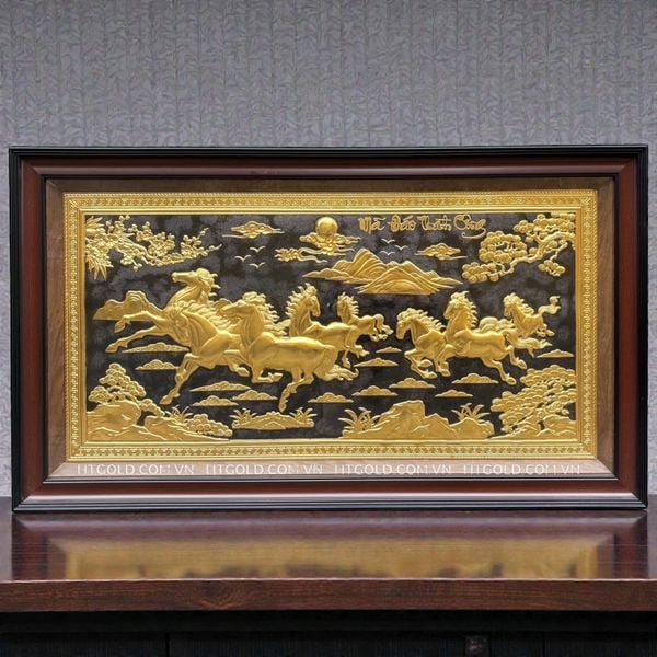 TRANH ĐỒNG MÃ ĐÁO THÀNH CÔNG DÁT VÀNG (61cm*107cm)