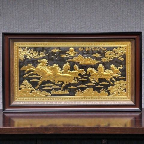 TRANH ĐỒNG MÃ ĐÁO THÀNH CÔNG DÁT VÀNG (61cm*107cm)