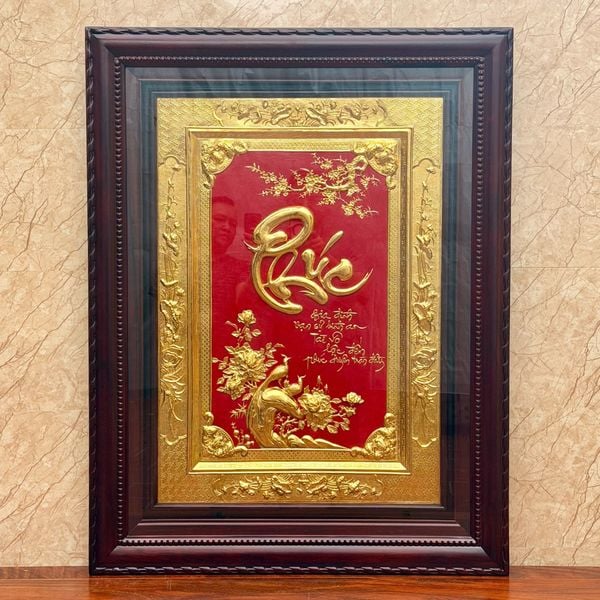 TRANH ĐỒNG CHỮ PHÚC DÁT VÀNG (81cm*107cm)