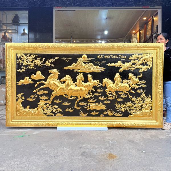 TRANH ĐỒNG MÃ ĐÁO THÀNH CÔNG DÁT VÀNG (1m27*2m31)