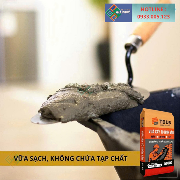 VỮA KHÔ TRỘN SẴN TDUS M75 - 50KG VỮA XÂY TÔ GIÁ TỐT HCM XÂY TƯỜNG TRÁT TƯỜNG GIÁ TỐT CHẤT LƯỢNG MIỀN NAM HỒ CHÍ MINH