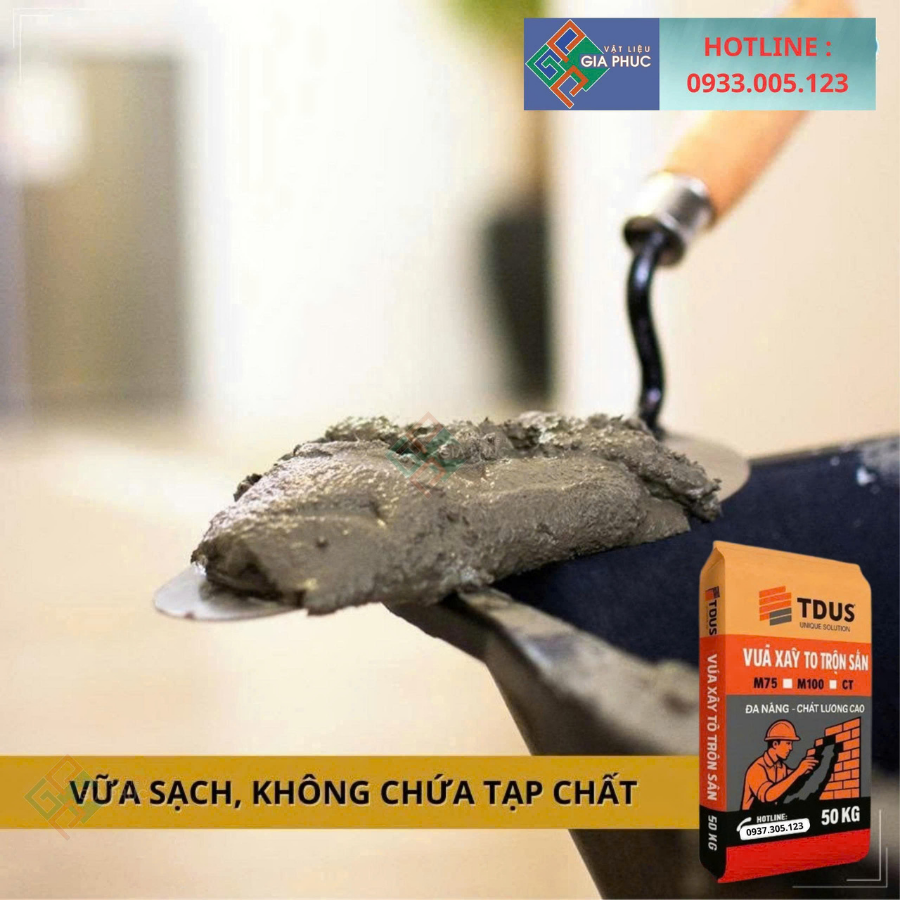  VỮA KHÔ TRỘN SẴN TDUS M75 - 50KG VỮA XÂY TÔ GIÁ TỐT HCM 