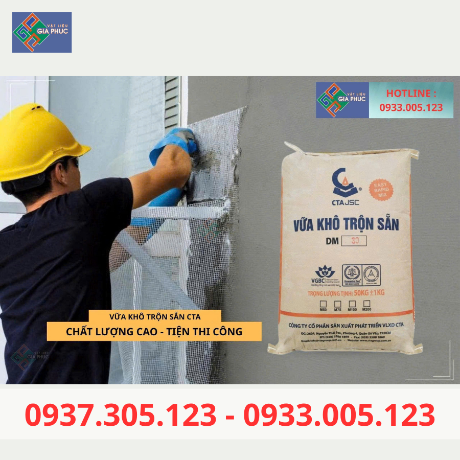  VỮA KHÔ TRỘN SẴN CTA M75 ( BAO 50KG ) TIỆN LỢI - VỮA XÂY TÔ GIÁ TỐT HCM 