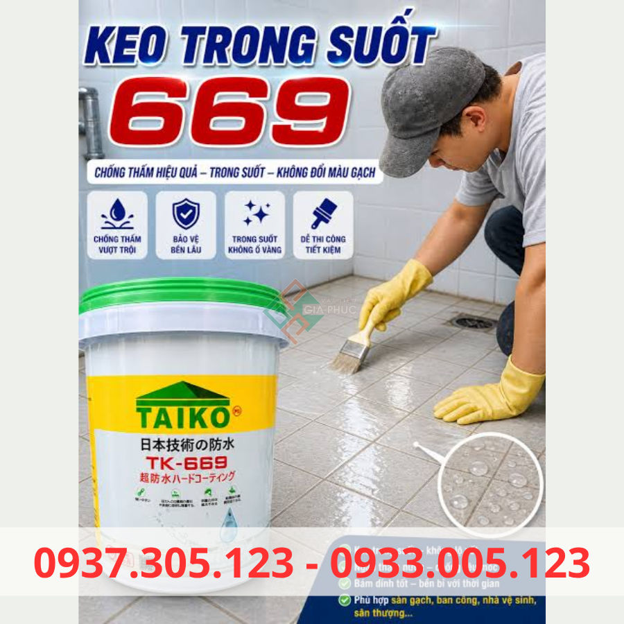  CHỐNG THẤM TRONG SUỐT TAIKO TK669 MÀNG CỨNG 18L 