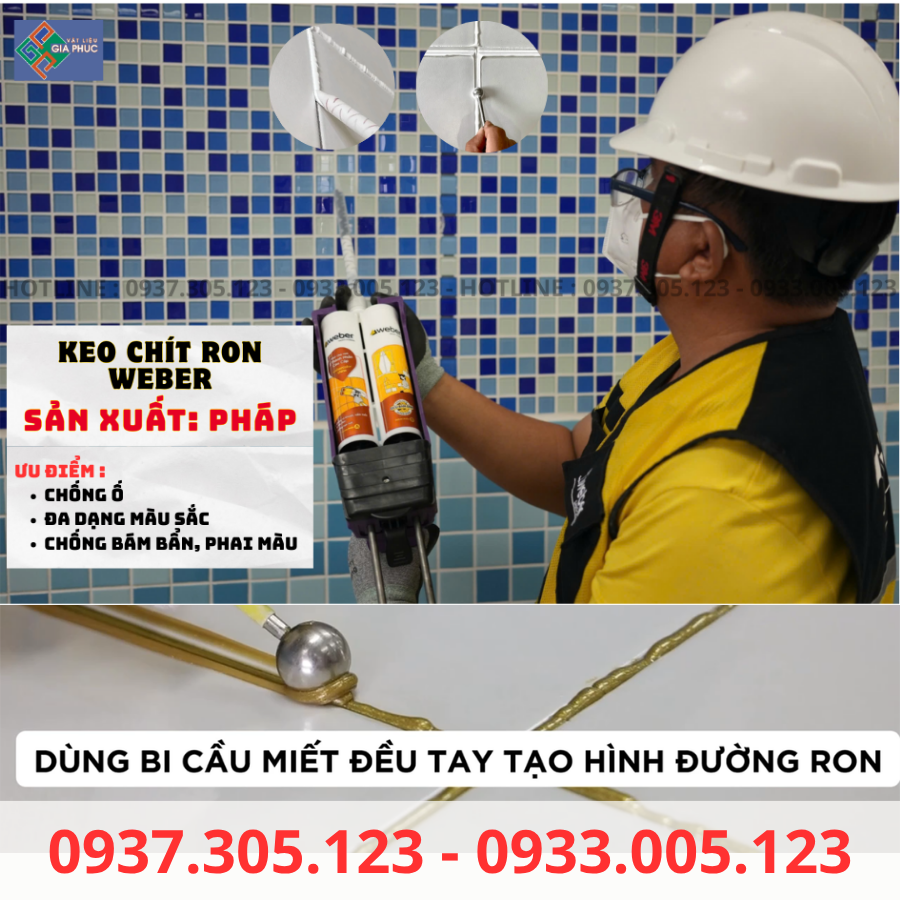  KEO CHÀ RON WEBER 2 THÀNH PHẦN I KEO CHÍT MẠCH WEBER GỐC EPOXY ( KEO CHÀ RON CHỐNG THẤM, CHỐNG Ố, CHỐNG PHAI MÀU ) 