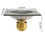  PHỄU THOÁT SÀN INOX 304 CHỐNG HÔI, CHỐNG RỈ SÉT KT 15*15 MẶT 6LY ĐẾ ĐỒNG ĐẦU ĐẠN 