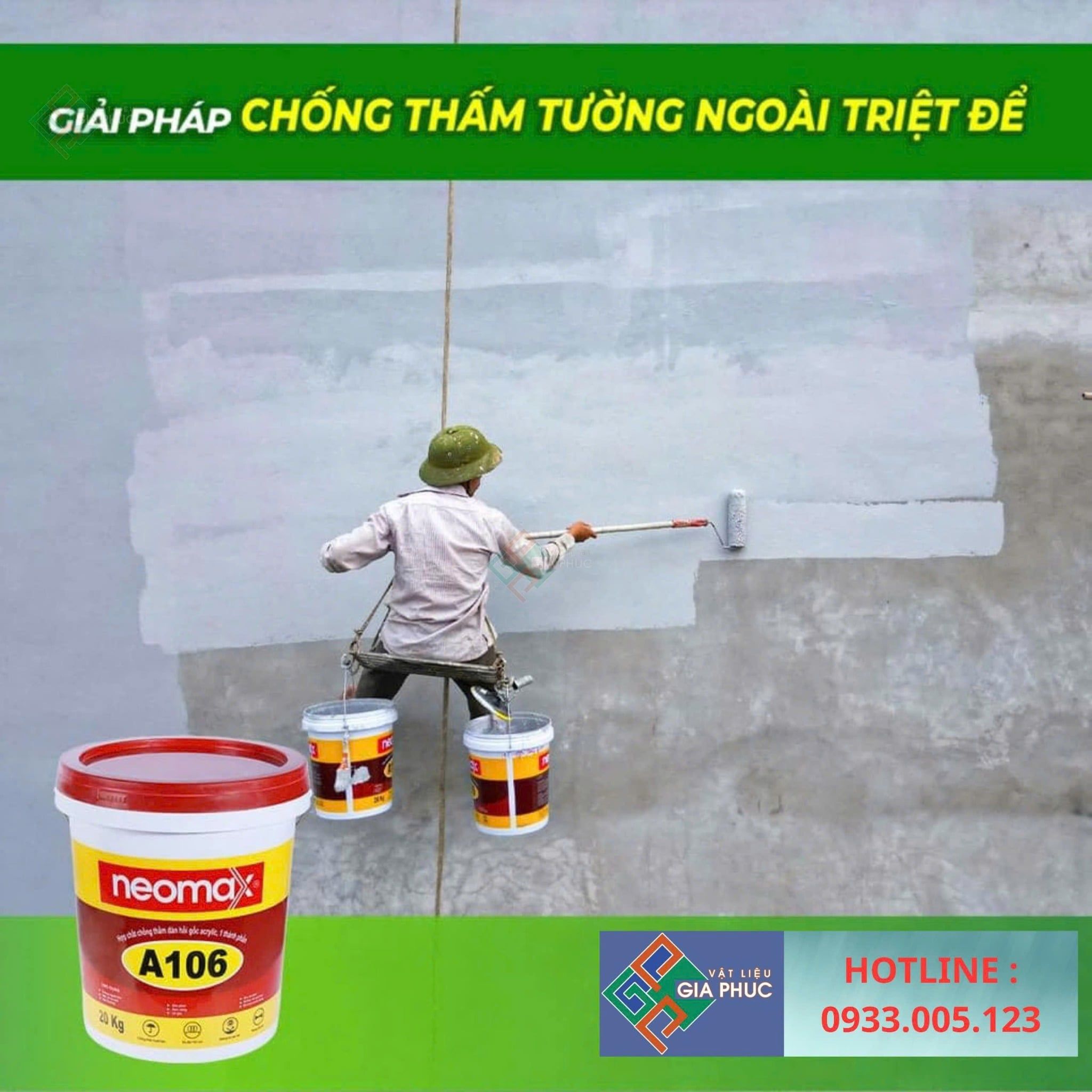  CHỐNG THẤM NEOMAX A106 TRẮNG/ XÁM 20KG ( GỐC NHỰA ACRYLIC ) GIÁ TỐT 