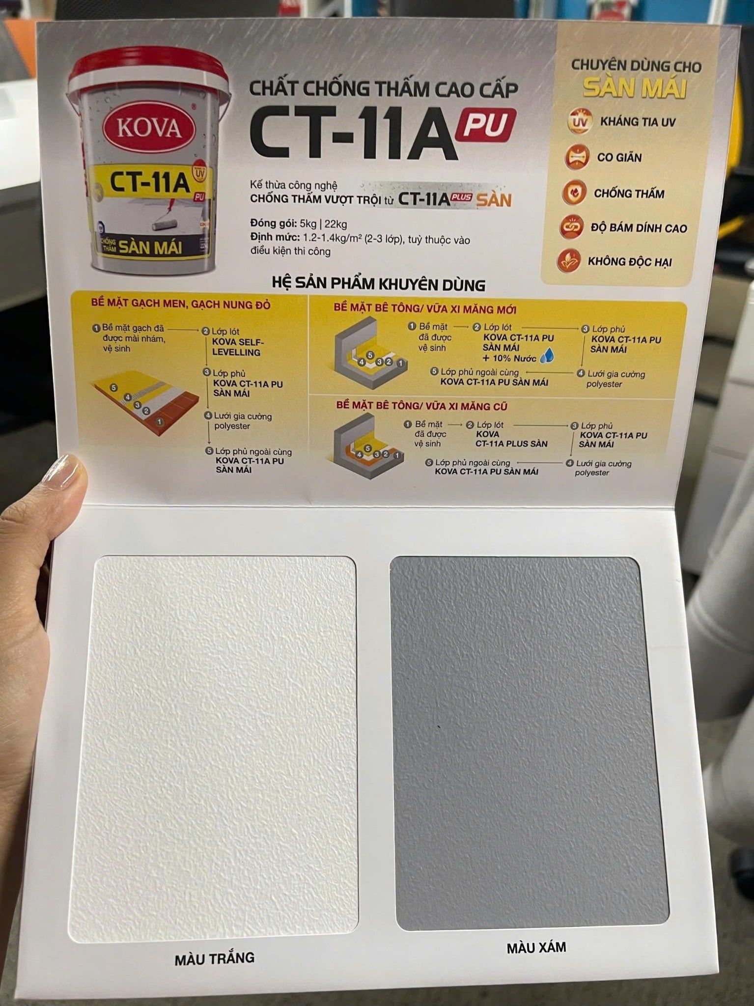  CHỐNG THẤM SÀN MÁI KOVA CT-11A PU 22KG ( CHUYÊN CHỐNG THẤM SÀN MÁI ) 