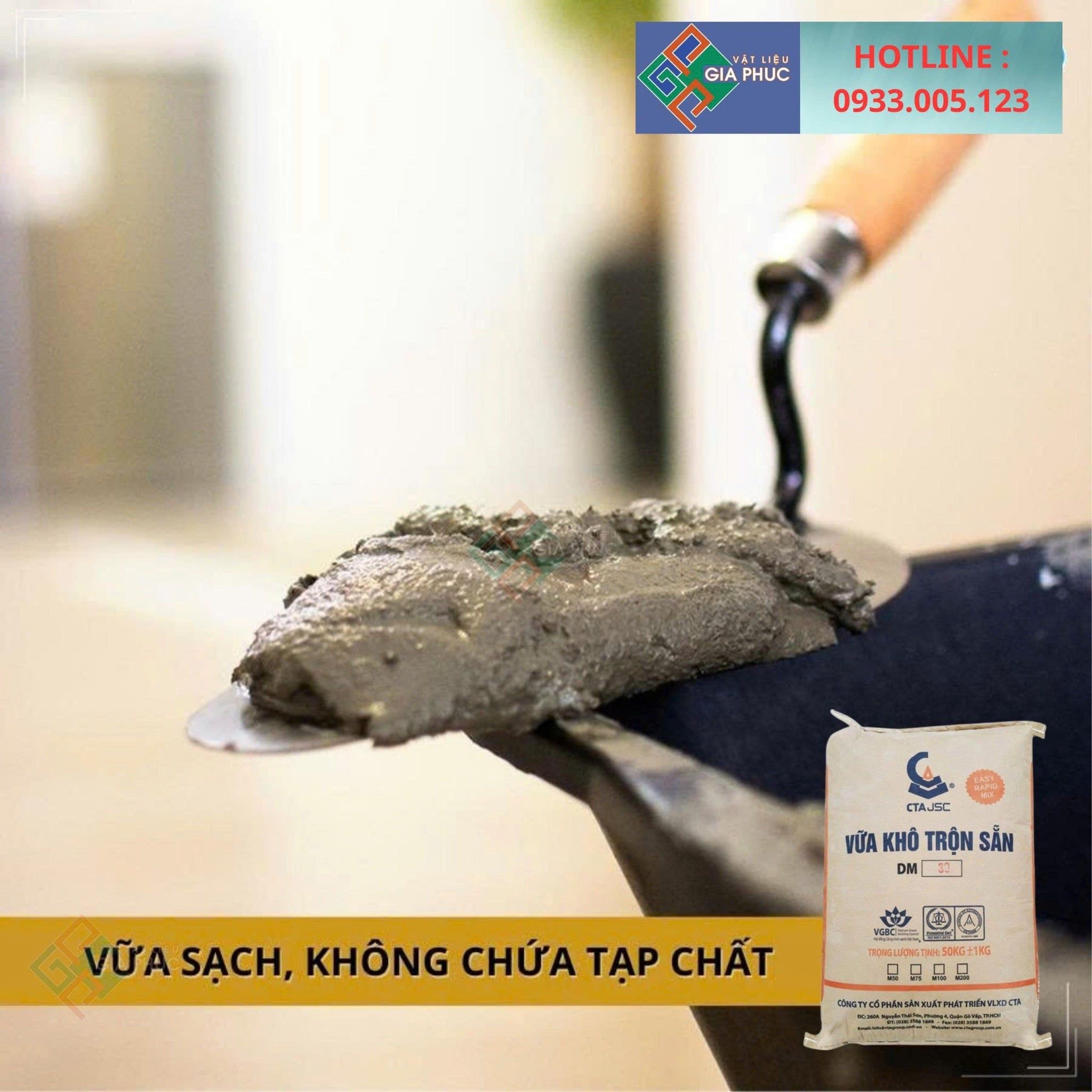  VỮA KHÔ TRỘN SẴN CTA M75 ( BAO 50KG ) TIỆN LỢI - CHẤT LƯỢNG ỔN ĐỊNH CHO MỌI CÔNG TRÌNH 