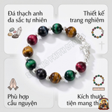  Vòng Tay Mân Côi Đá Mắt Hổ Đa Sắc Mix Bạc Ta: Bản Giao Hưởng Của Ánh Sáng Và Niềm Tin 