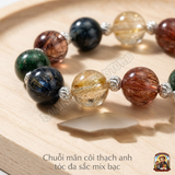  Chuỗi Mân Côi Thạch Anh Tóc Đa Sắc Mix Bạc: Tuyệt Tác Hồng Ân Rực Rỡ 