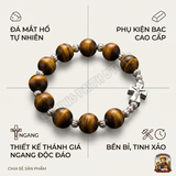  Vòng Tay Mân Côi Đá Mắt Hổ Vàng Mix Bạc Ta – Bản Lĩnh Và Sự Sang Trọng 