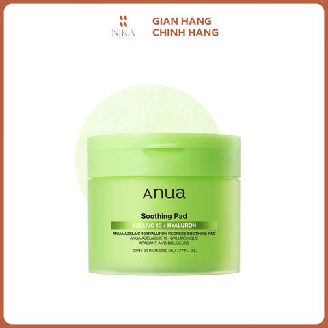 Toner Pad Anua Soothing Azelaic 10 + Hyaluron 230ML 90 Miếng