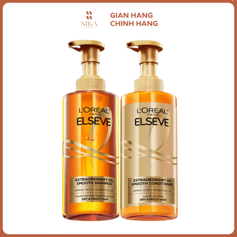 Dầu Gội Xả Loreal Paris Elseve Extraordinary Oil Smooth 440ml