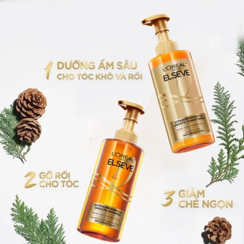 Dầu Gội Xả Loreal Paris Elseve Extraordinary Oil Smooth 440ml