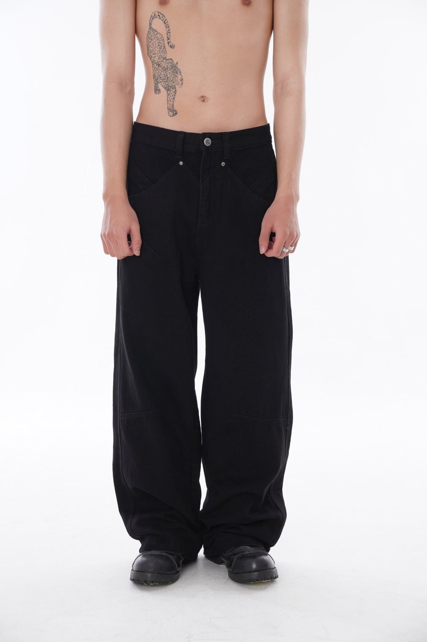 Denim Spiked Pants