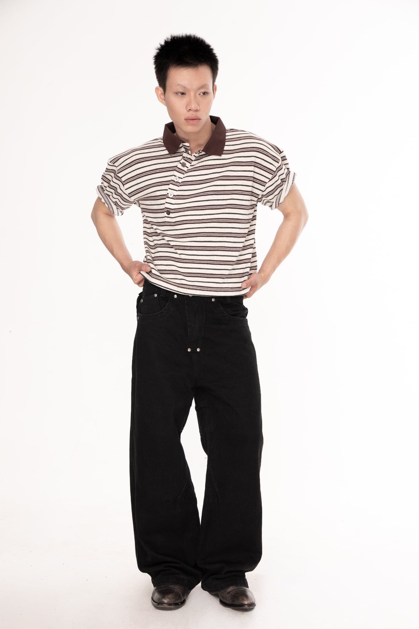 IVORY STRIPED POLO